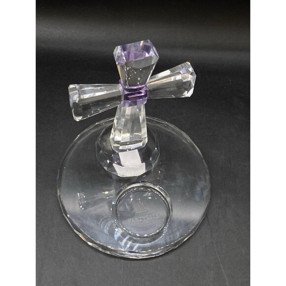 PartyLite Crystal Cross Tealight Amethyst Purple Candle Holder 5" Retired - Picture 11 of 11